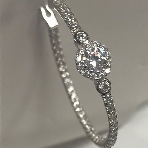 Sterling Silver CZ hoop earrings